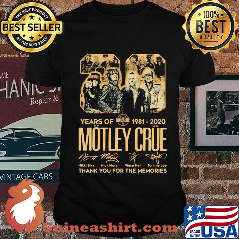 29 years of 1981 2020 motley crue thank you for the memories signatures shirt