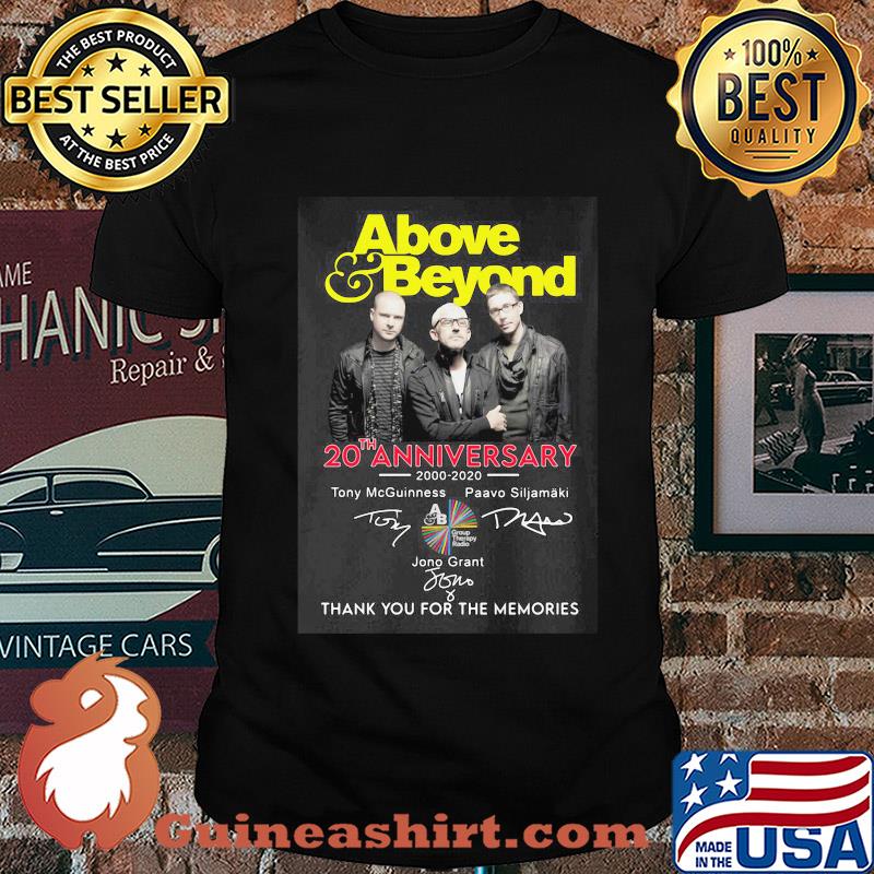 Above beyond 20th anniversary 2000 2020 thank you for the memories signatures shirt