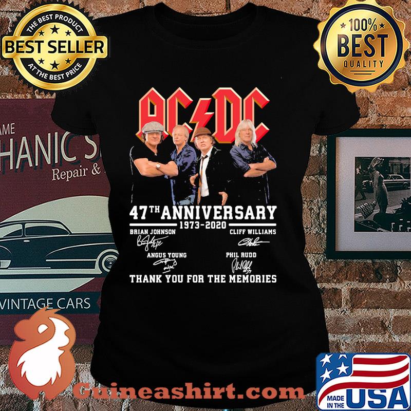 Acdc 47th anniversary 1973 2020 thank you for the memories signatures s Ladies tee