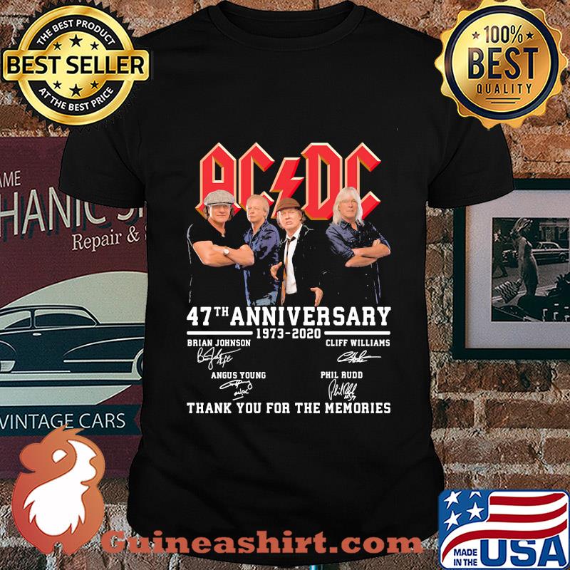 Acdc 47th anniversary 1973 2020 thank you for the memories signatures shirt