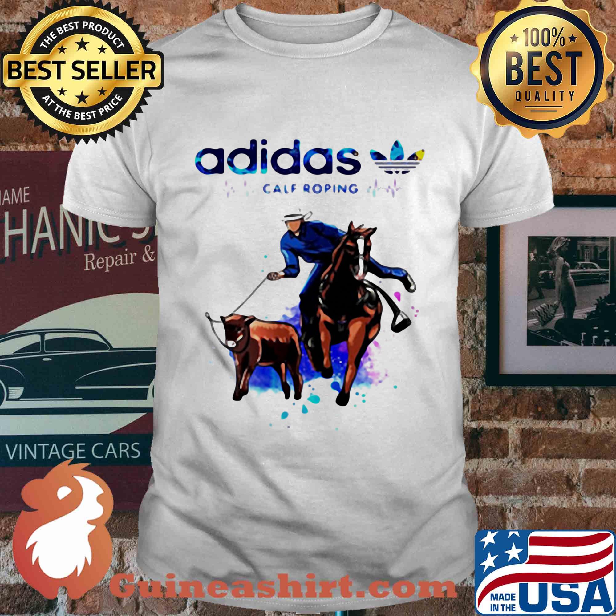 Adidas calf roping ride horse heartbeat shirt