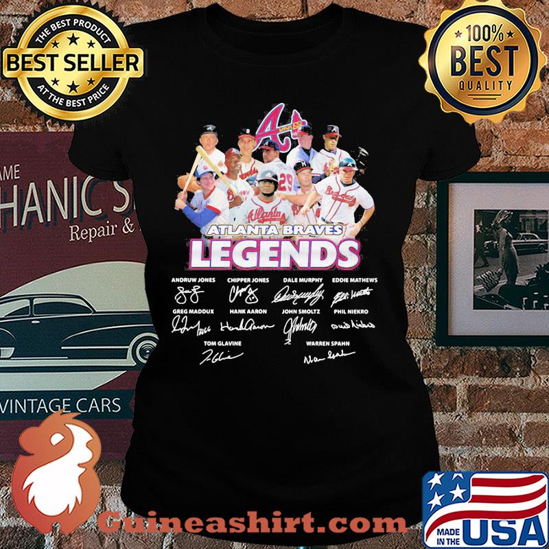 Atlanta braves legends baseball team signatures s Ladies tee