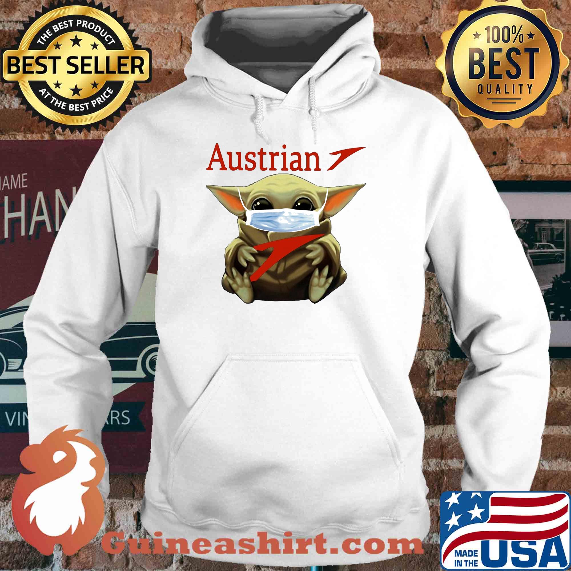 Baby Yoda face mask hug Austrian s Hoodie