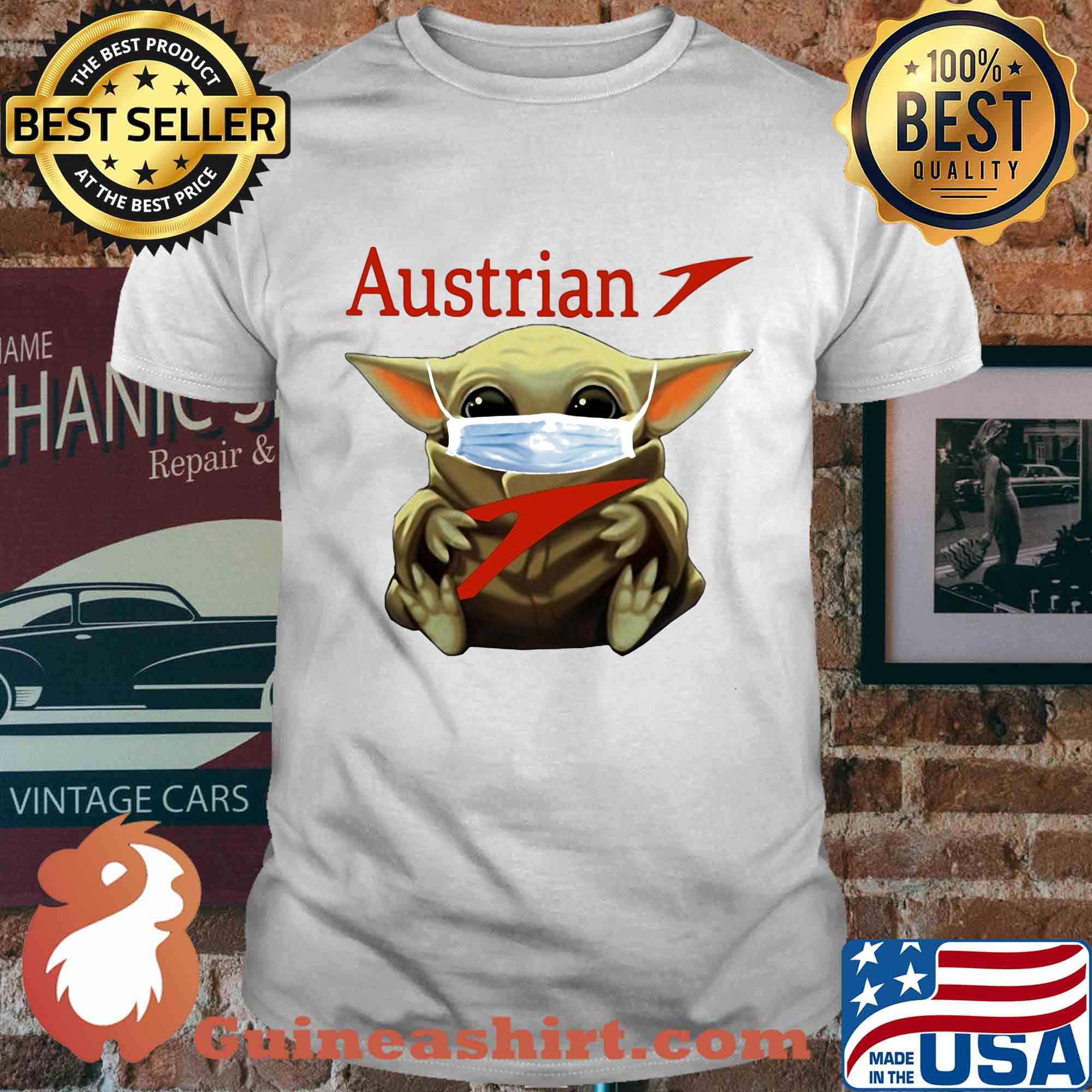 Baby Yoda face mask hug Austrian shirt