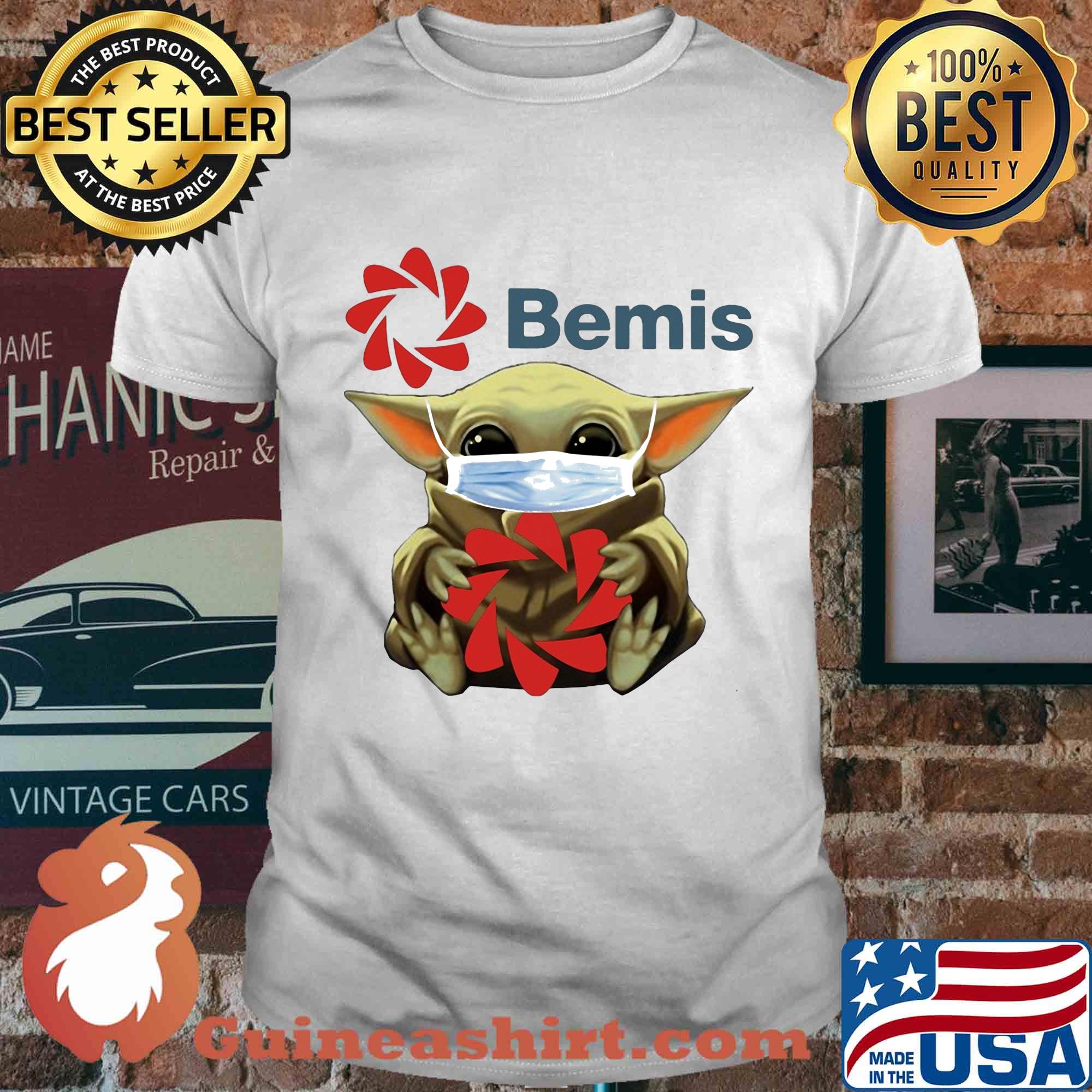 Baby Yoda face mask hug Bemis shirt