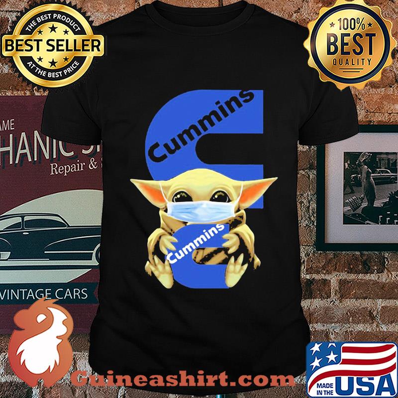Baby Yoda face mask hug Cummins shirt