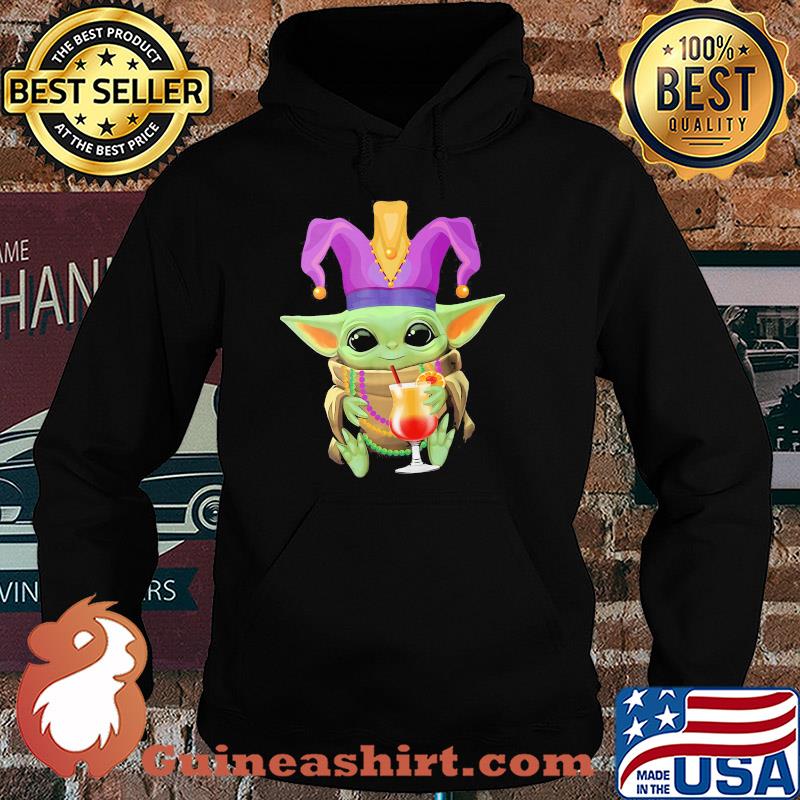 Baby Yoda Mardi Gras drink orange Juice s Hoodie