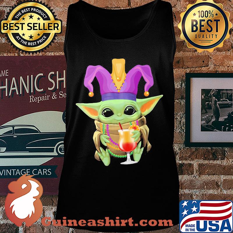 Baby Yoda Mardi Gras drink orange Juice s Tank top
