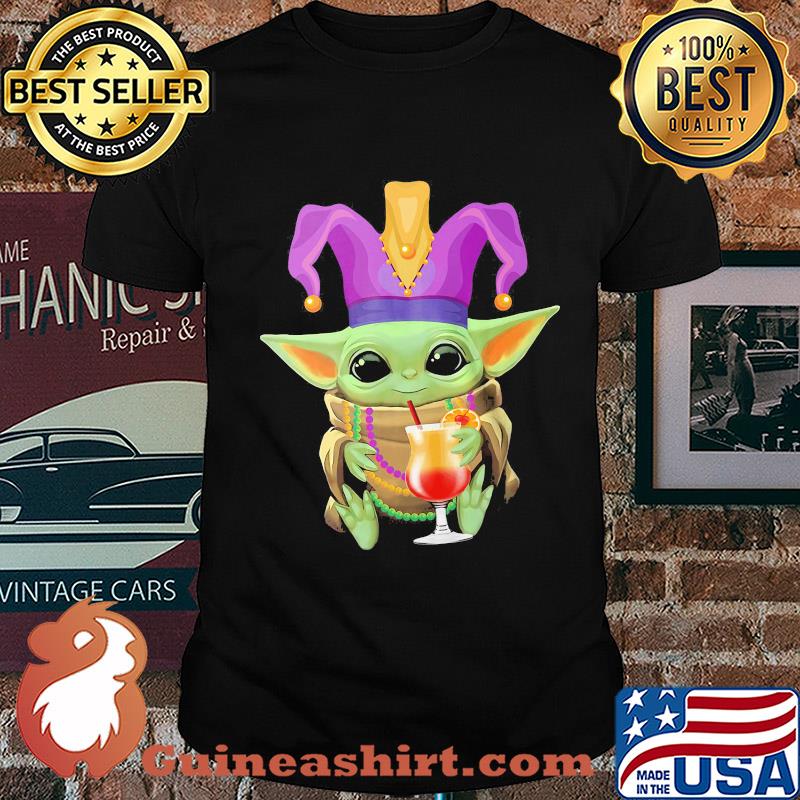 Baby Yoda Mardi Gras drink orange Juice shirt