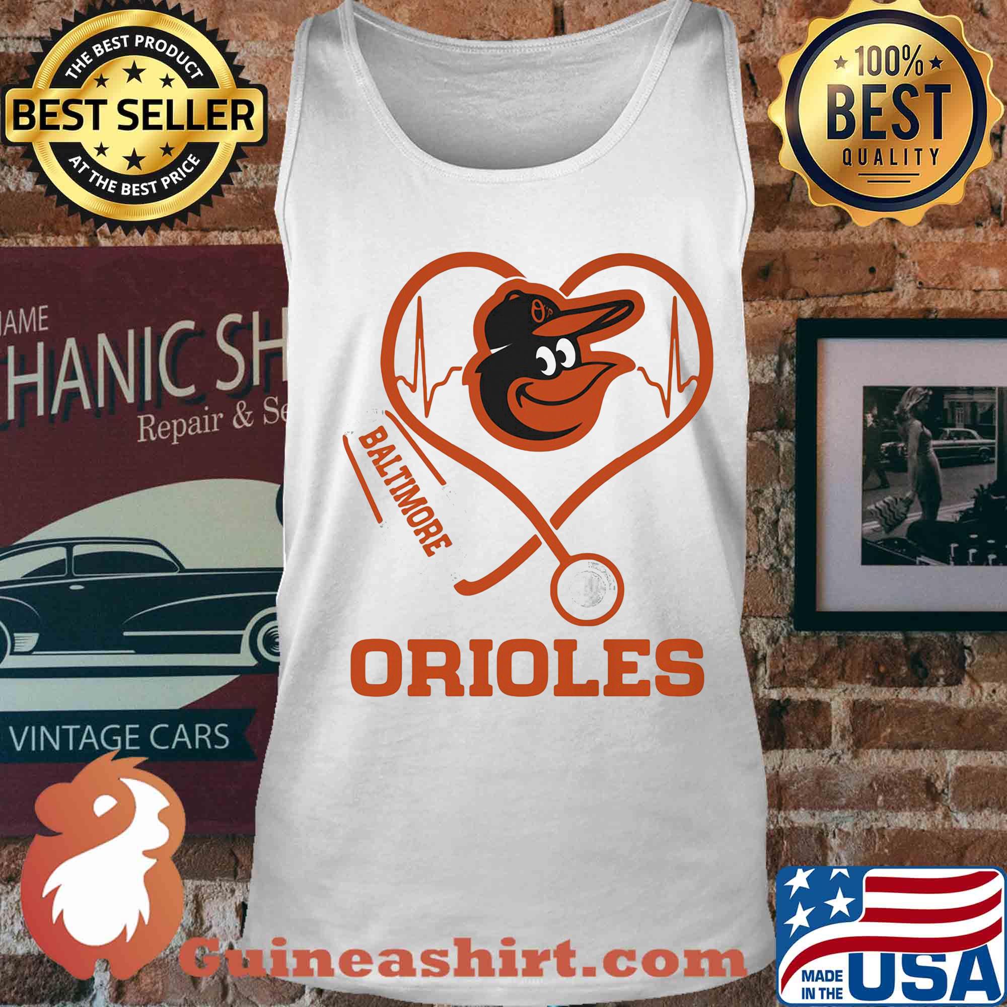 Baltimore orioles baseball stethoscope heart s Tank top