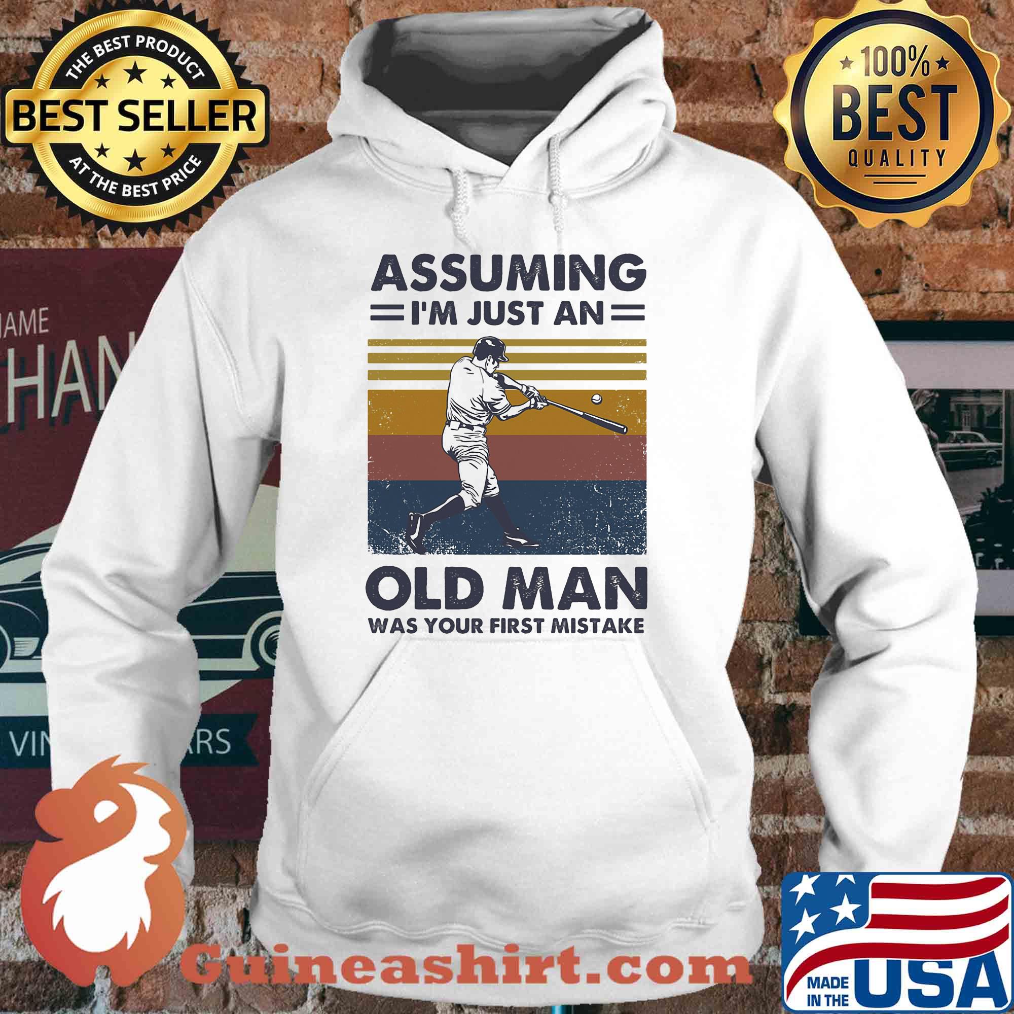 Baseball assuming I'm just an old lady was your first mistake vintage s Hoodie