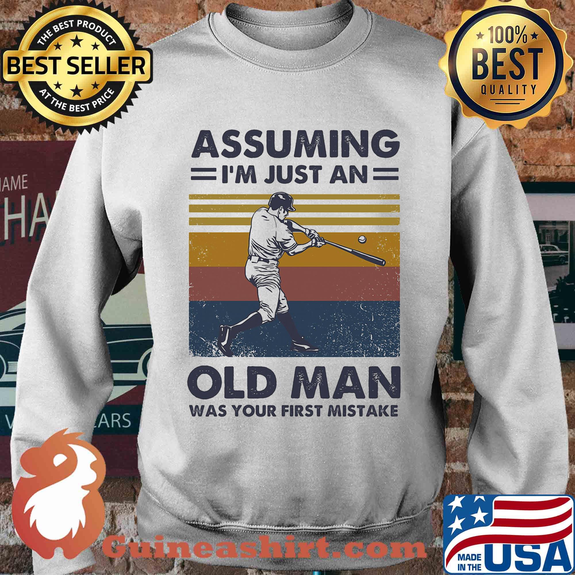 Baseball assuming I'm just an old lady was your first mistake vintage s Sweater
