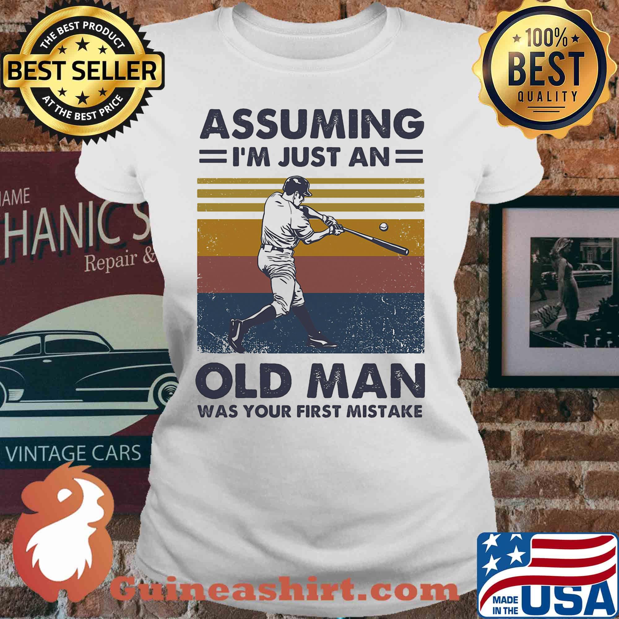 Baseball assuming I'm just an old lady was your first mistake vintage s V-neck