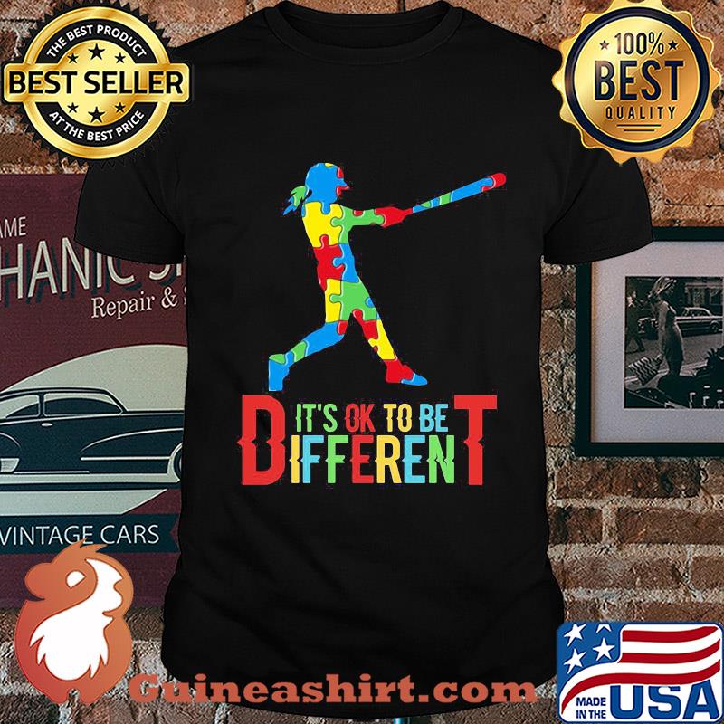 Baseball It's ok to be different autism shirt