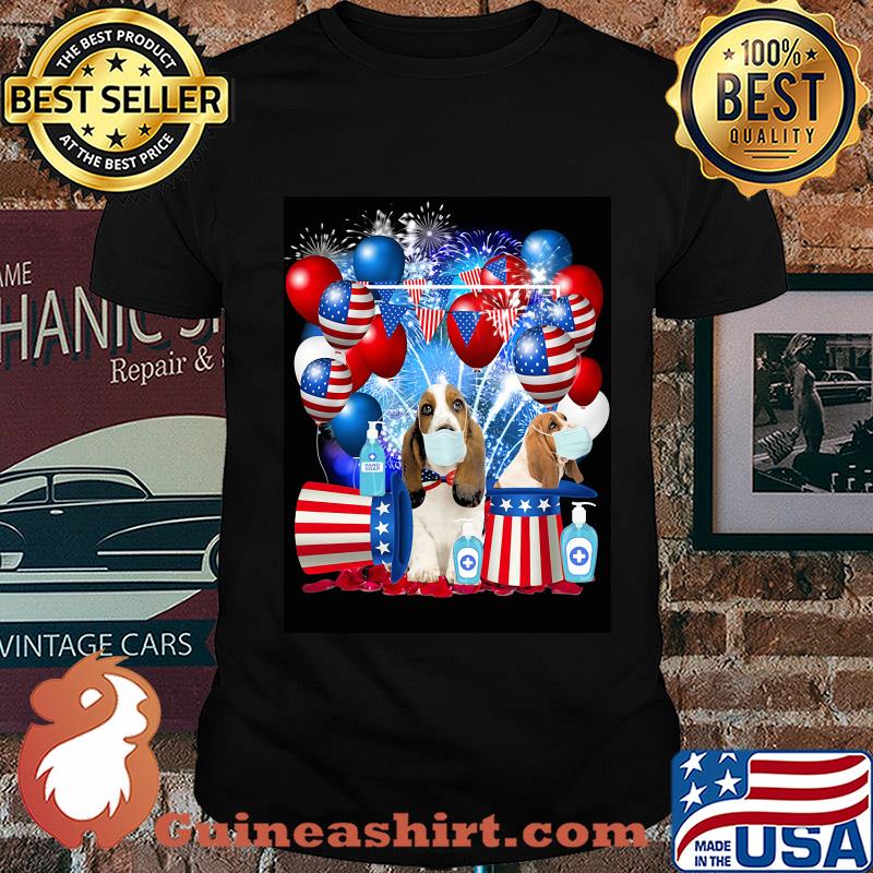 Basset hound happy independence day mask soap firework balloon american flag shirt