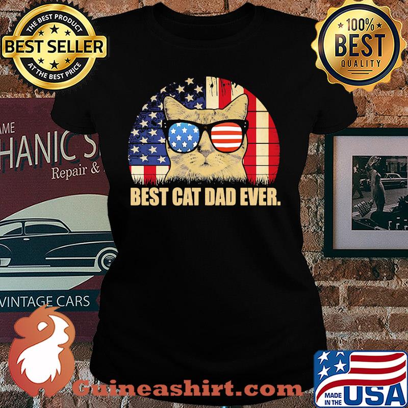 Best cat dad ever American flag veteran Independence Day vintage s Ladies tee