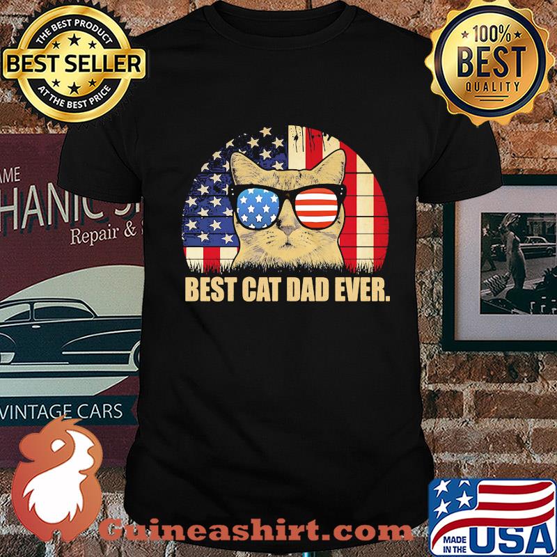 Best cat dad ever American flag veteran Independence Day vintage shirt