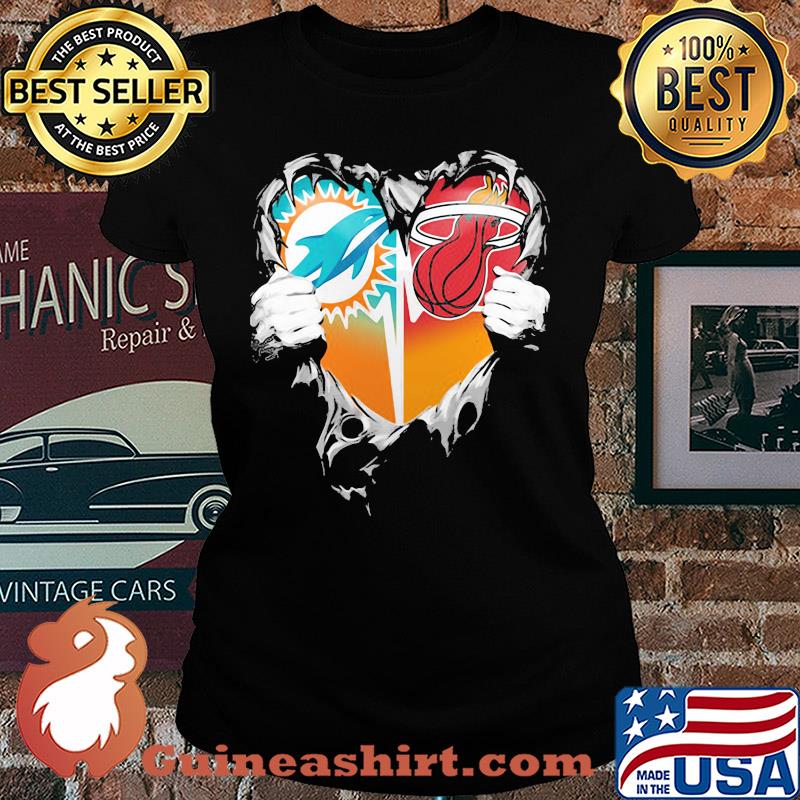 Blood inside miami dolphins vs miami heat heart s Ladies tee
