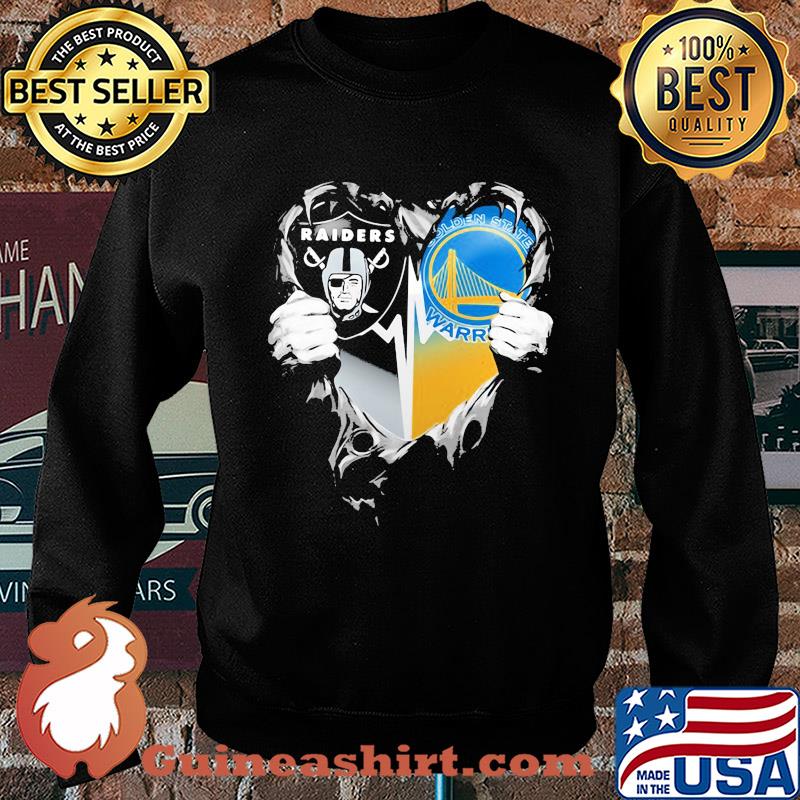 Blood inside oakland raiders and golden state warriors heart heartbeat s Sweater