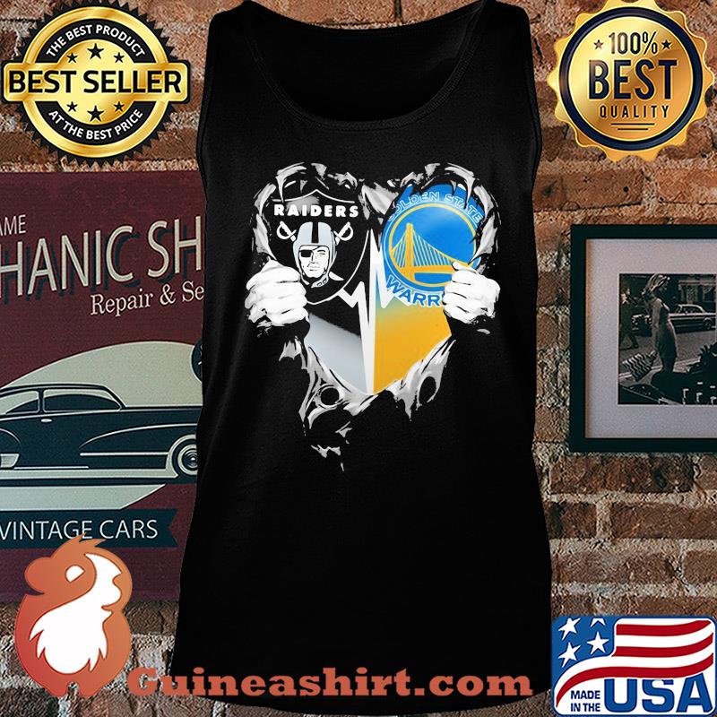 Blood inside oakland raiders and golden state warriors heart heartbeat s Tank top