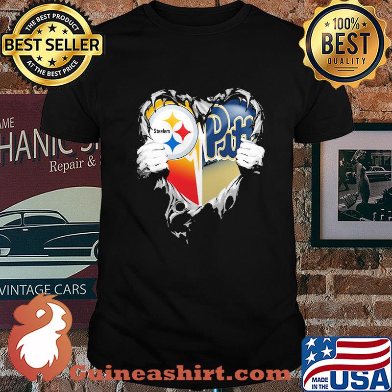 Blood inside pittsburgh steelers vs pittsburgh penguins football heart shirt