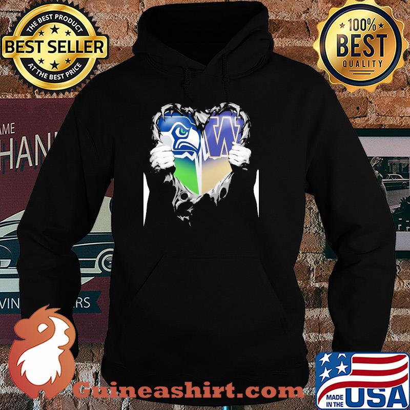 Blood inside seattle seahawks and washington huskies heart s Hoodie
