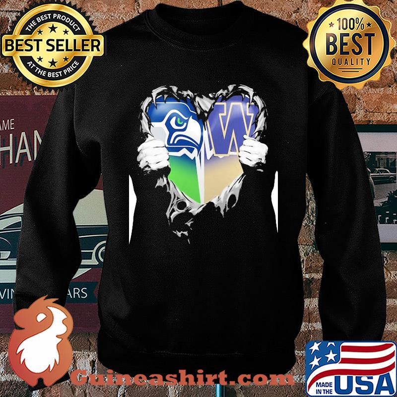 Blood inside seattle seahawks and washington huskies heart s Sweater