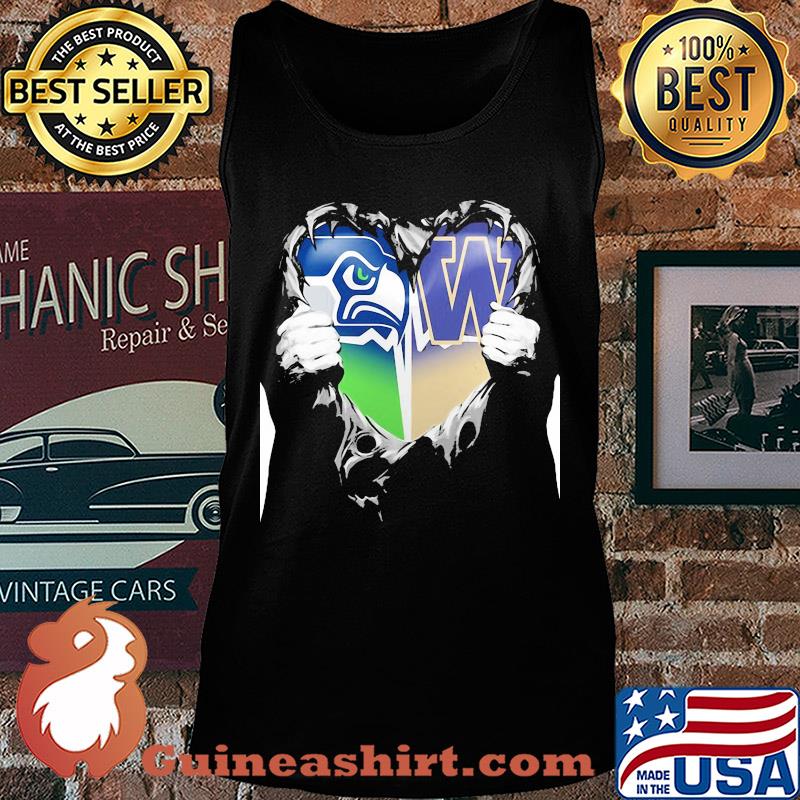 Blood inside seattle seahawks and washington huskies heart s Tank top