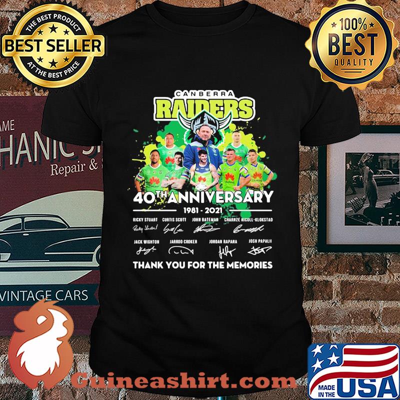 Canberra raiders 40th anniversary 1981 2021 thank you for the memories signatures shirt