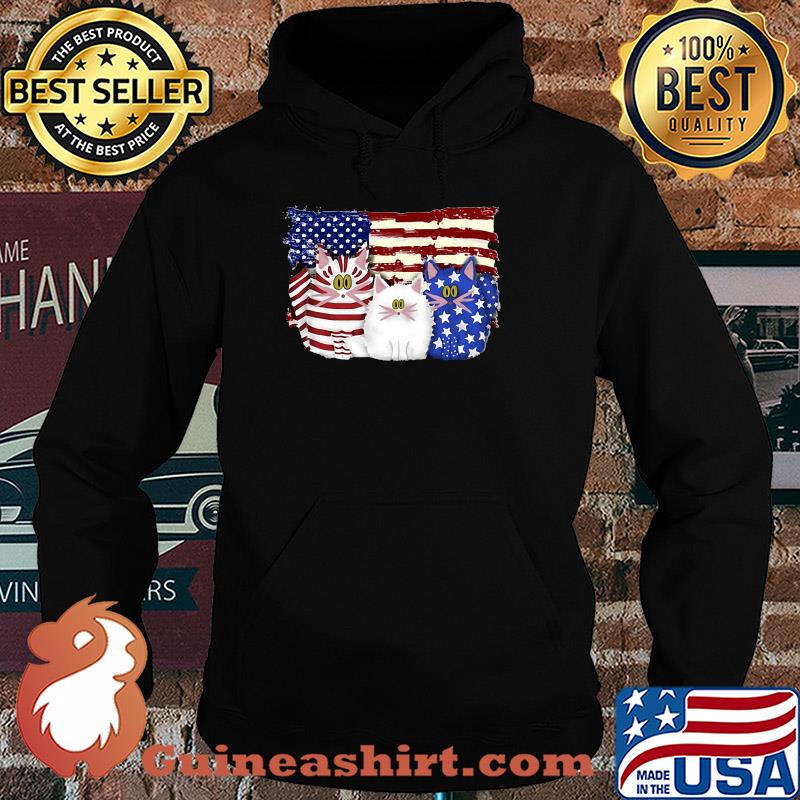 Cat 2 flag US American flag Independence Day veteran s Hoodie