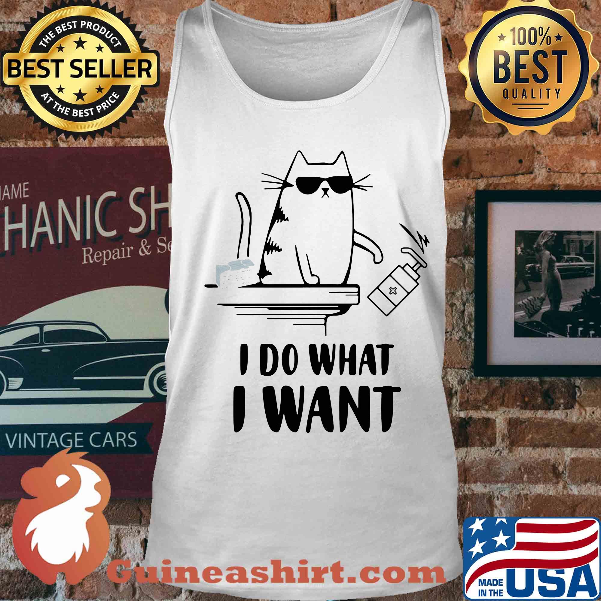 Cat I do what I want hand wash s Tank top
