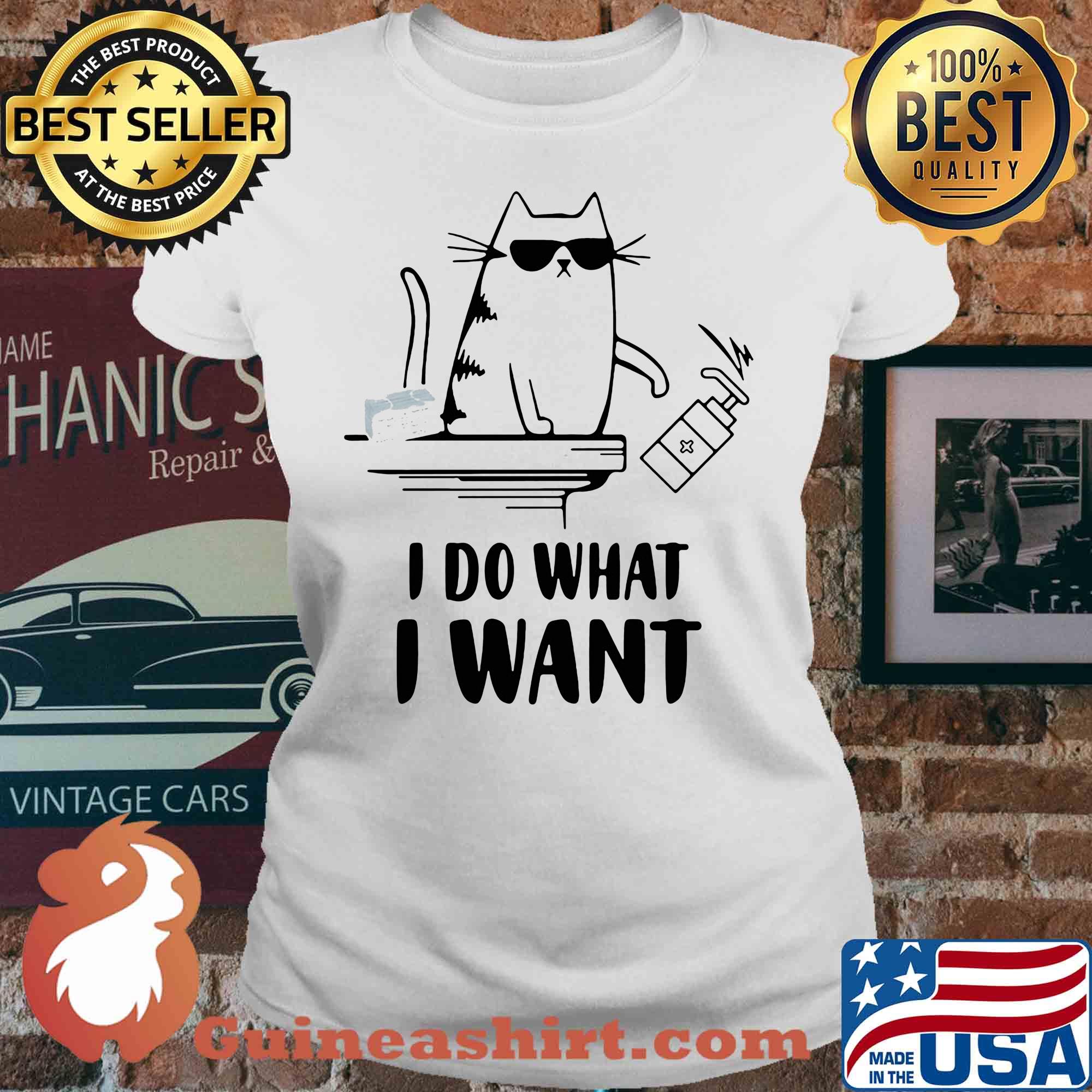 Cat I do what I want hand wash s V-neck