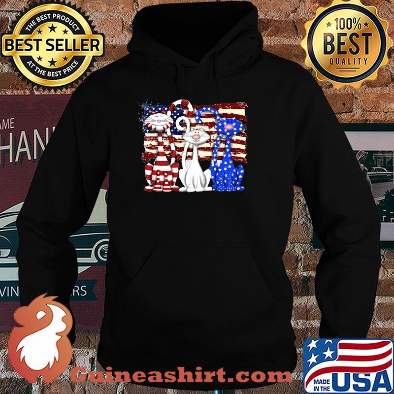 Cats 2 flag US American flag Independence Day veteran s Hoodie