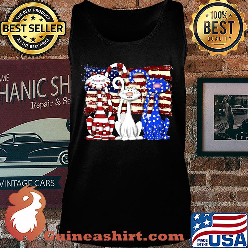Cats 2 flag US American flag Independence Day veteran s Tank top