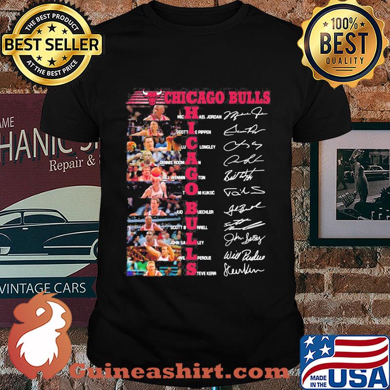 Chicago bulls team basketball players signatures shirt