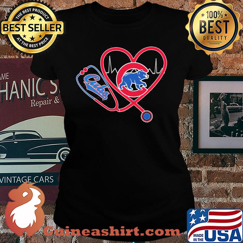 Chicago cubs baseball stethoscope heart s Ladies tee
