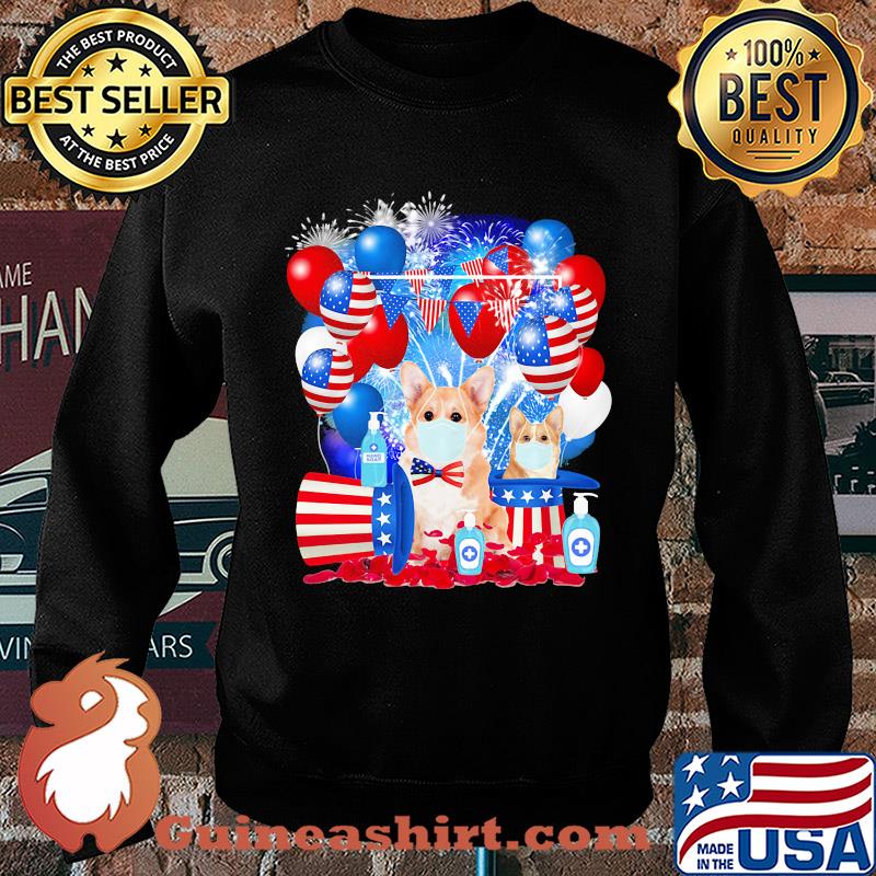 Corgi happy independence day mask soap firework balloon american flag s Sweater