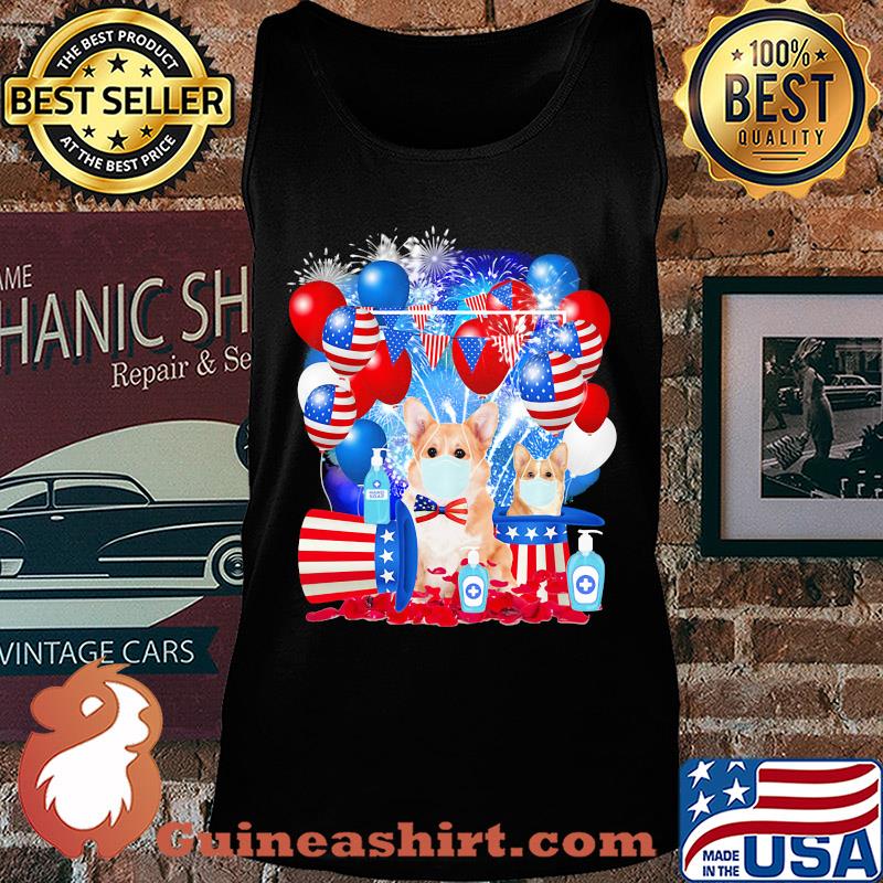 Corgi happy independence day mask soap firework balloon american flag s Tank top