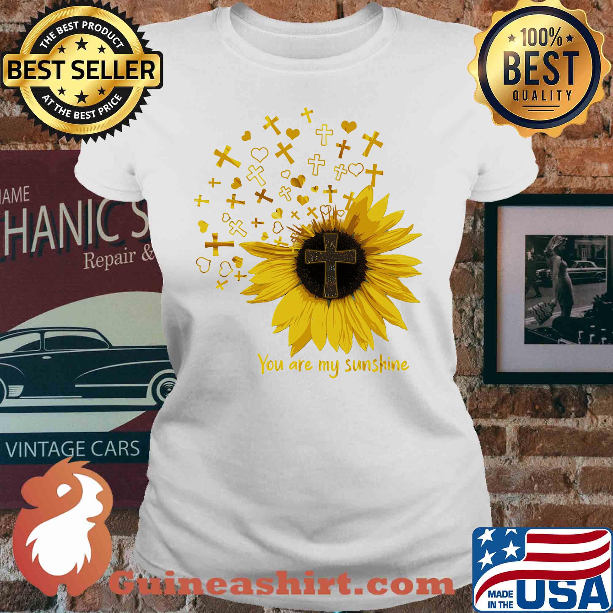 Cross sunflower you are my sunshine s V-neck