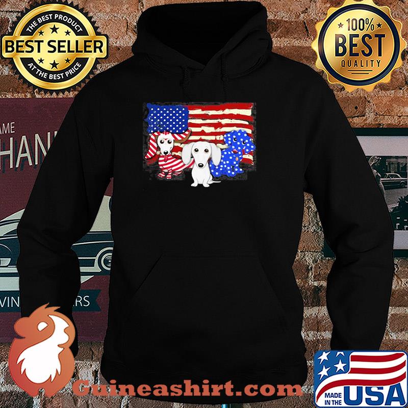 Dachshund 2 flag US American flag Independence Day veteran s Hoodie