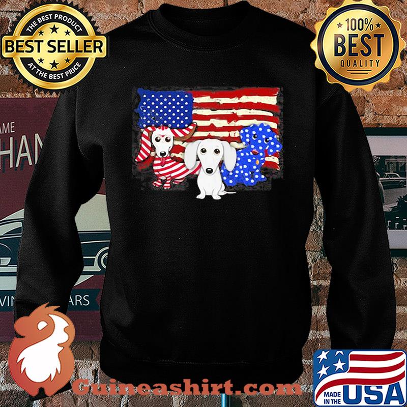 Dachshund 2 flag US American flag Independence Day veteran s Sweater
