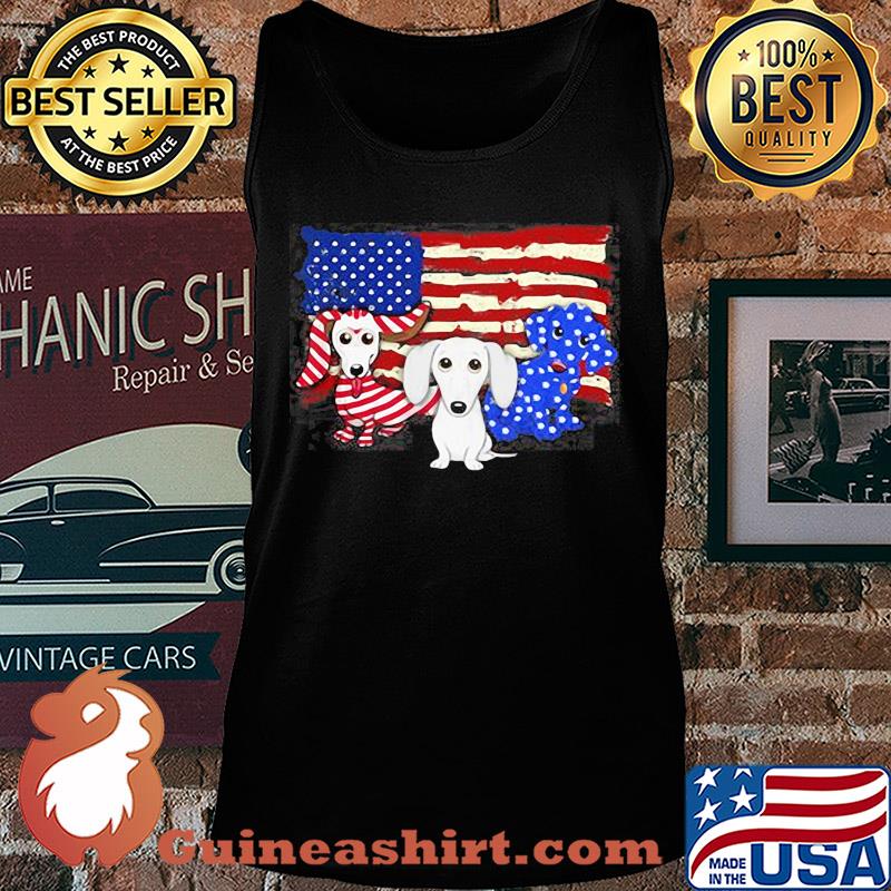 Dachshund 2 flag US American flag Independence Day veteran s Tank top