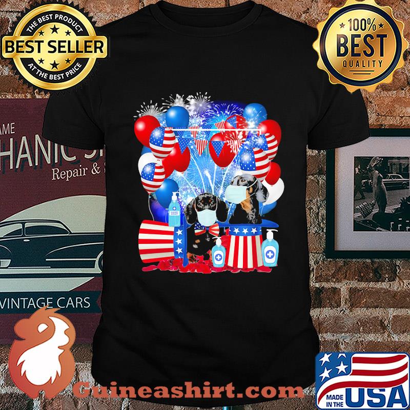 Dachshund mask happy American flag veteran Independence Day shirt