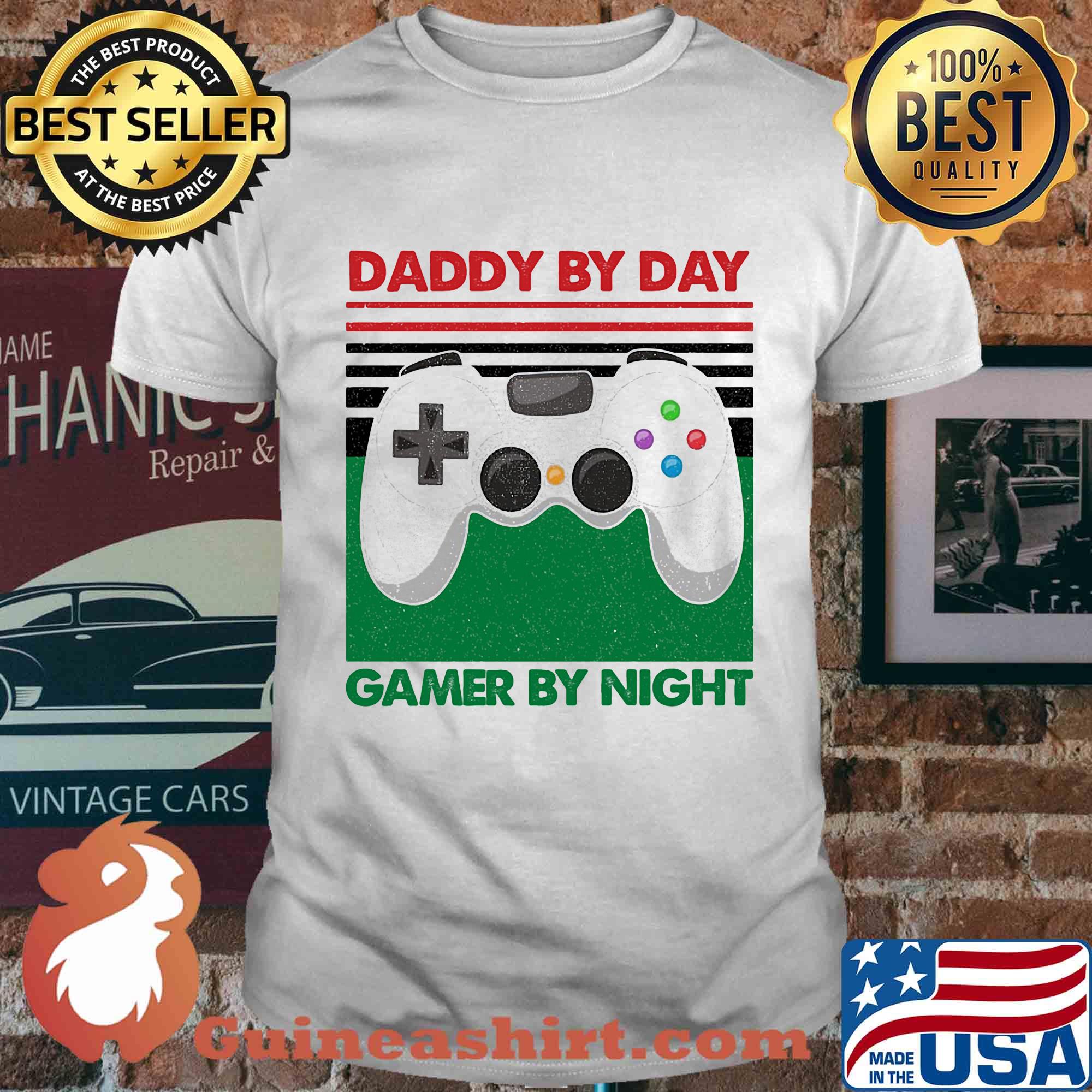 Daddy by day gamer by night game vintage shirt