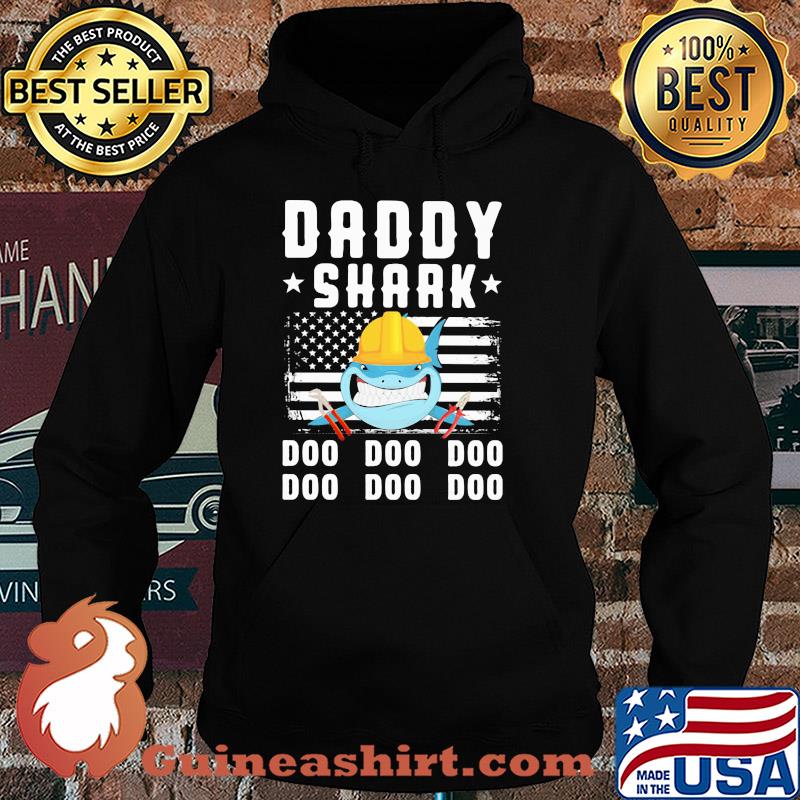 Daddy shark doo doo doo Lineman American flag veteran Independence Day s Hoodie