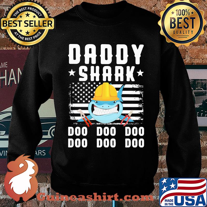 Daddy shark doo doo doo Lineman American flag veteran Independence Day s Sweater