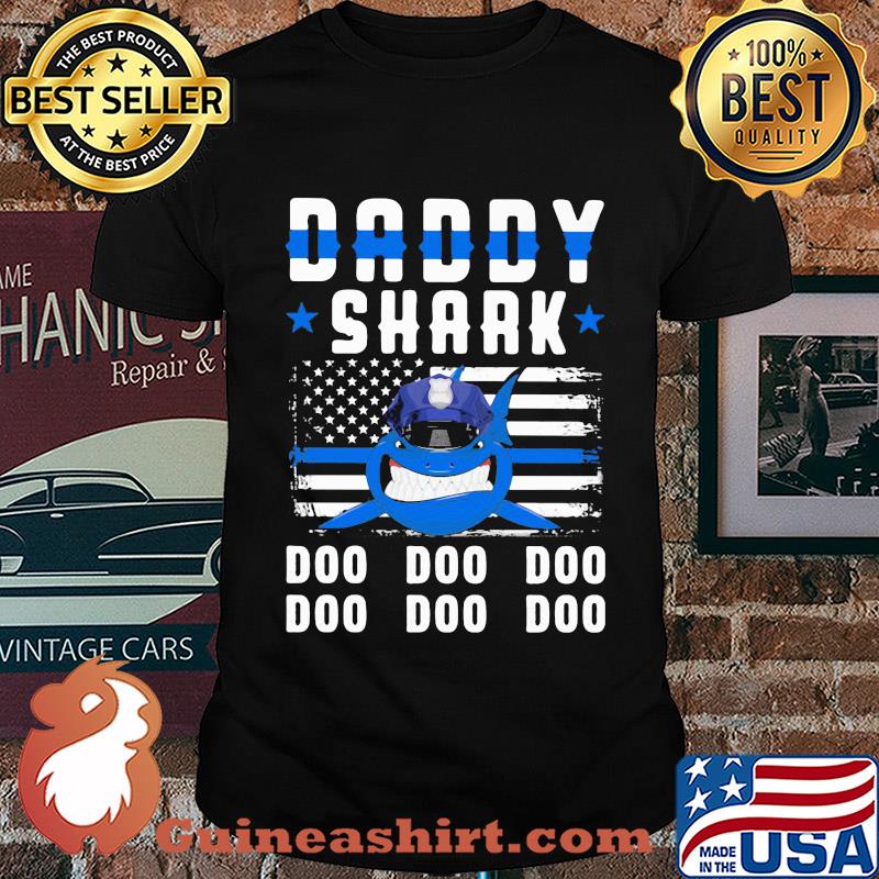 Daddy shark doo doo doo police American flag veteran Independence Day shirt