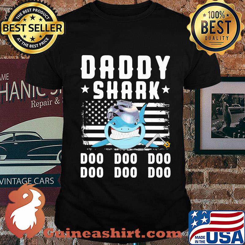 Daddy shark doo doo doo welder american flag veteran independence day shirt