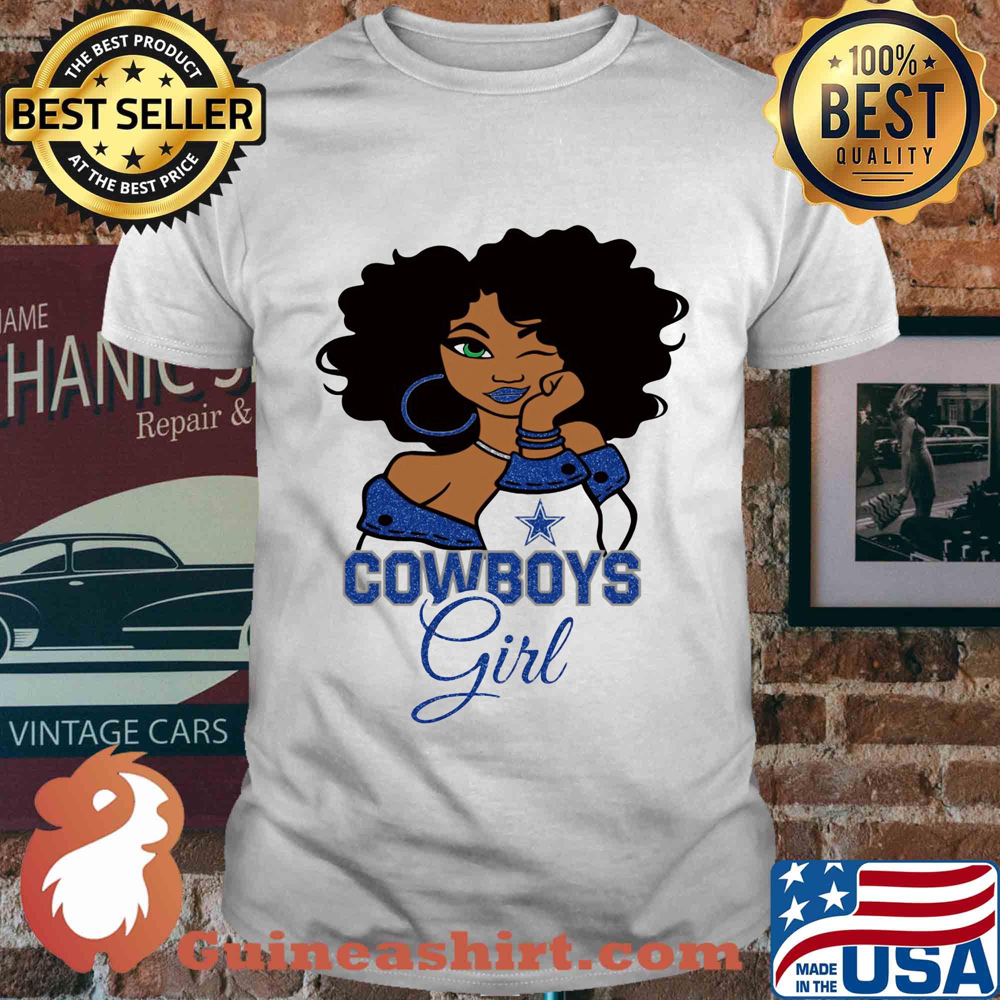 Dallas Cowboys football black girl shirt