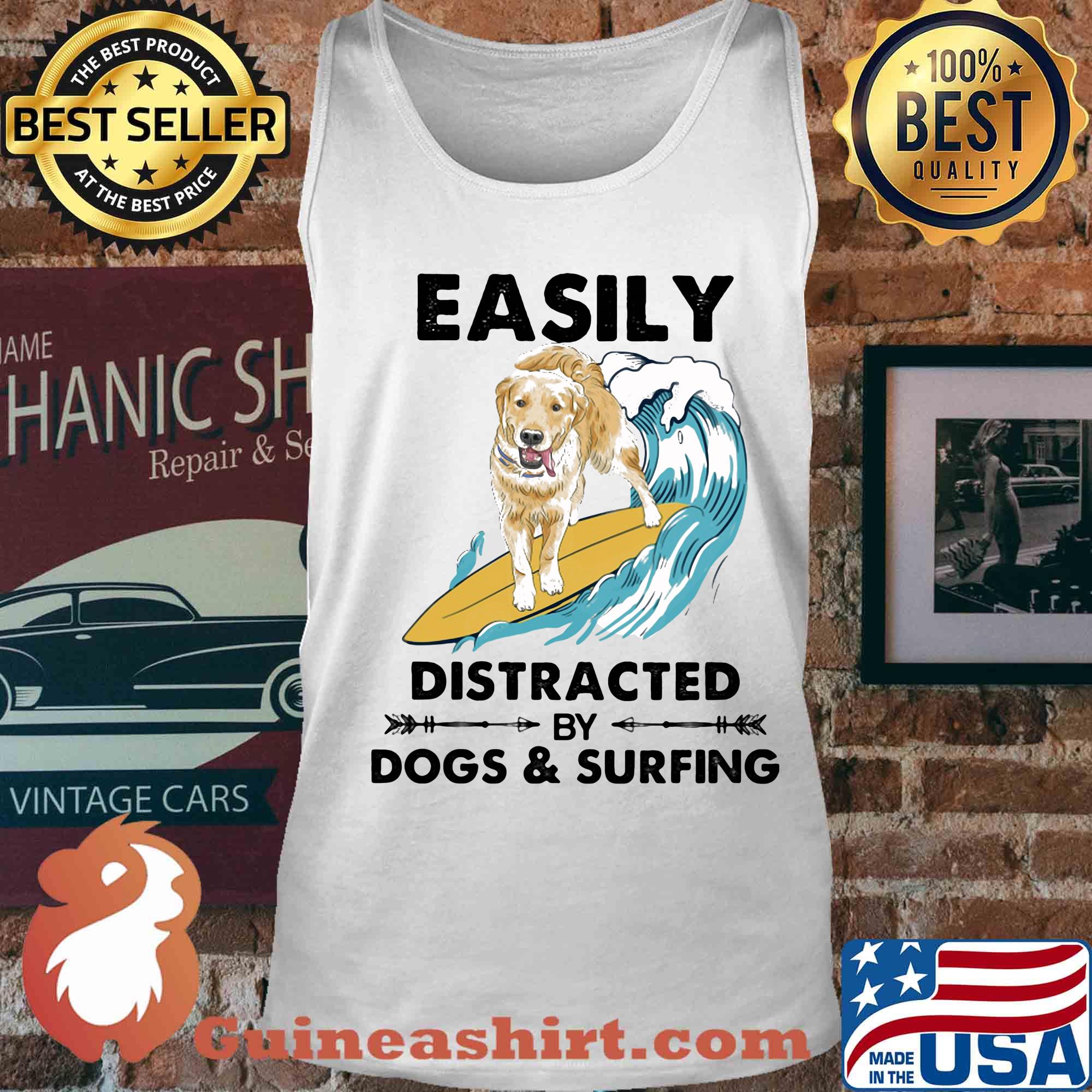 Dog labrador easily distracted by dogs and surfing s Tank top